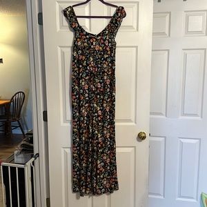 LOFT Black Floral Jumpsuit